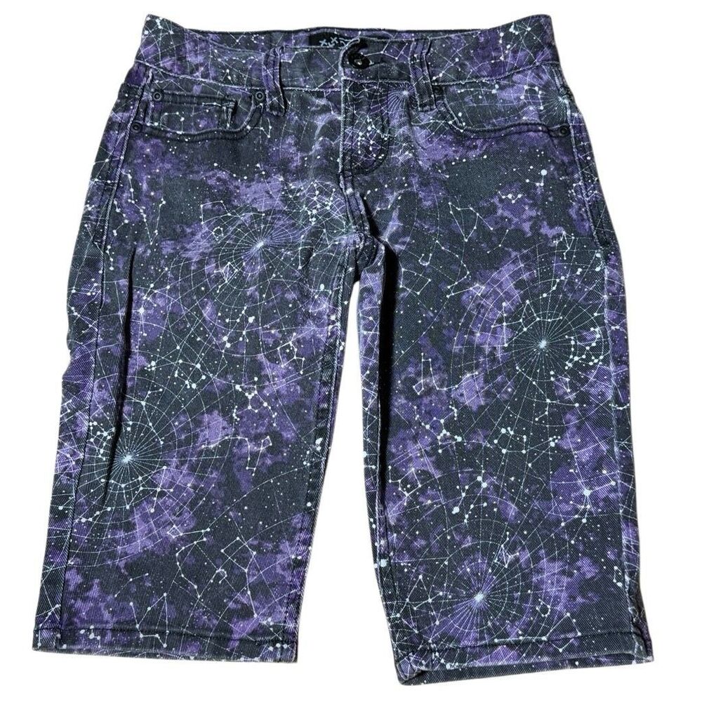 RUDE Hot Topic Constellation Space Stars Purple Skinny Jean Shorts Men’s 28